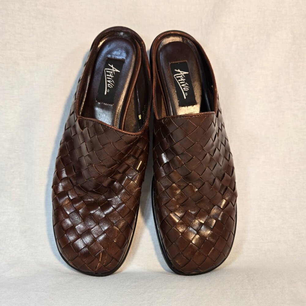 ARTIVIA LITES CRYSTAL Y2K Fairy Grunge Goth Brown Leather Heel Clog Mule Size 9M - Picture 13 of 16